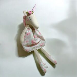 🦄 Floral Unicorn Plush Doll - Shelf Sitter - Pink Rose Horn - 20” - Decorative